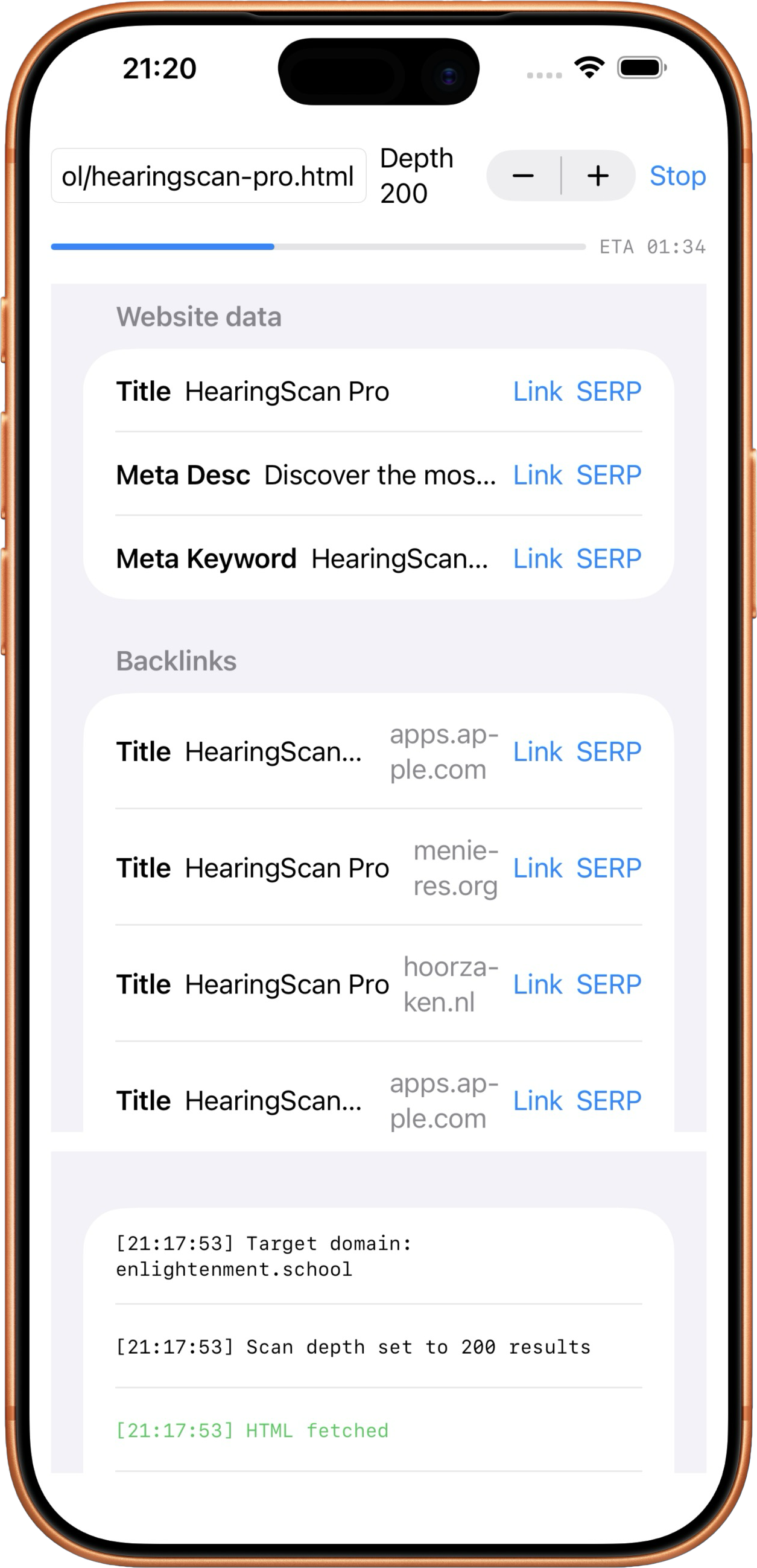 Deep SEO Scanner iPhone